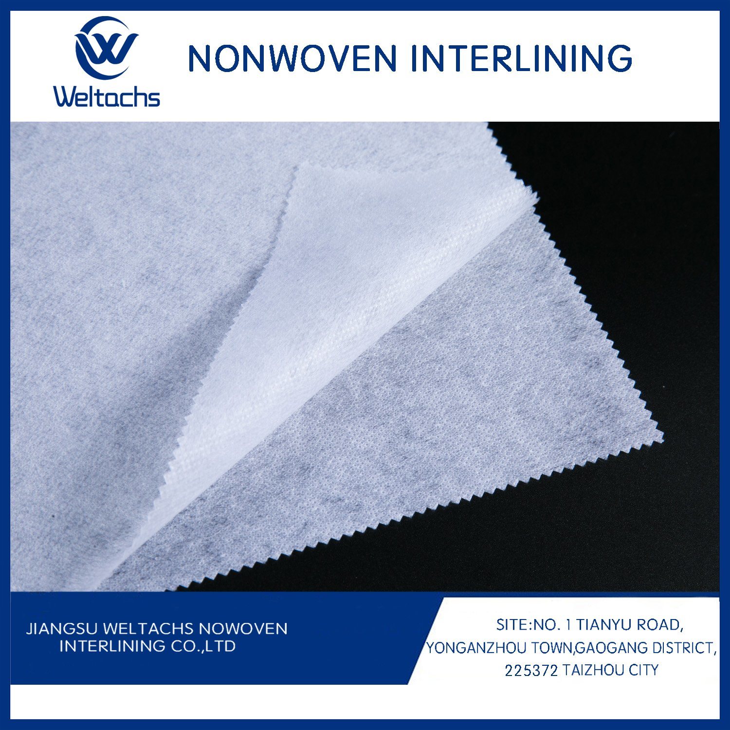 China Factorychemical Bond Interlining 1025hf Gum Stay Interlining 100% Polyester Nonwoven Interlining